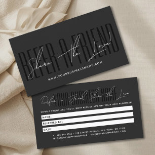 Modern script typography share the love referral card
