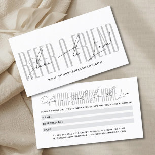 Modern script typography share the love referral card