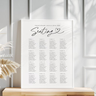 Modern Script Typography Wedding Seating Chart 
