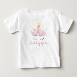 Modern Script Unicon Birthday Girl Baby T-Shirt