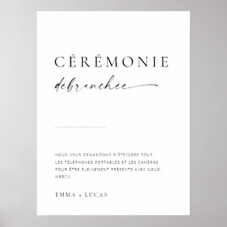 Modern Script Unplugged Ceremony Sign | French