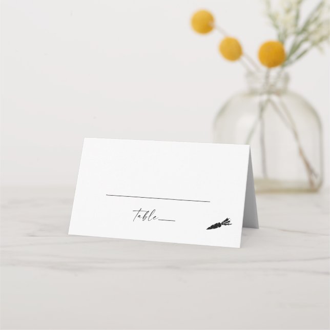 Modern Script Vegetarian Meal Option Wedding Place Card (Front)