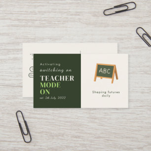 Modern Script Vintage Business Card teacher mode
