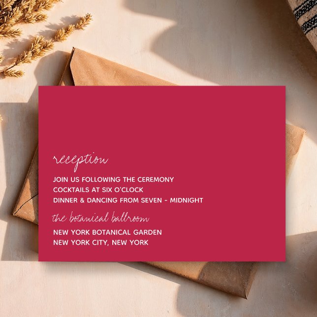 Modern Script Viva Magenta Minimalistic Wedding Enclosure Card (Creator Uploaded)
