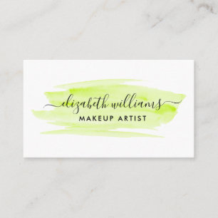 Modern Script Watercolor Brushstroke   Lime Business Card