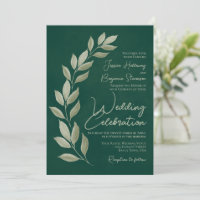 Modern Script Watercolor Emerald Greenery Wedding