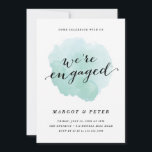 |Modern Script Watercolor Engagement Party Invitation<br><div class="desc">The Watercolor Spotlight engagement party invitation features a soft, painterly aqua blue watercolor wash in the centre with contrasting modern black calligraphy inside on an elegant white background. Visit the Stacey Meacham store for other products to match this design, including RSVP cards, enclosure cards, stamps, envelope labels, table numbers and...</div>
