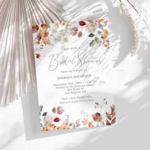 Modern Script Watercolor Floral Bridal Shower Invitation