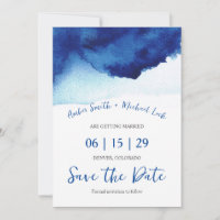 Modern Script Watercolor Indigo Blue Photo