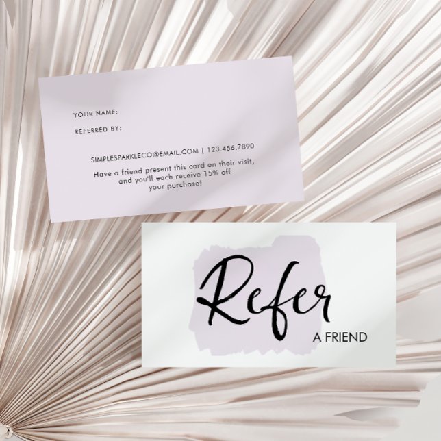 Modern Script Watercolor Refer a Friend Referral Card (Creator Uploaded)