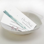 Modern Script Watercolor Stud Earring Display Card<br><div class="desc">Modern and stylish script stud earring display holder with two printed hole "markers" and watercolor greenish blueish stripe.</div>