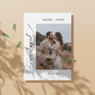 Modern Script We Eloped Photo Wedding Reception  Invitation