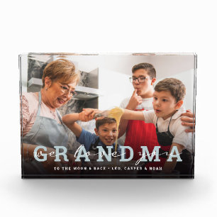 Modern Script 'We Love You - Grandma' Glass Photo