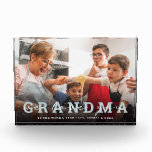 Modern Script 'We Love You - Grandma' Glass Photo Block<br><div class="desc">Surprise Grandma on her birthday or Mother's Day with this keepsake glass photo block. This modern design features a landscape photo of your choice, a dark overlay at the bottom with bold text GRANDMA combined with elegant white script 'we love you' over the top. Customise this product by adding a...</div>