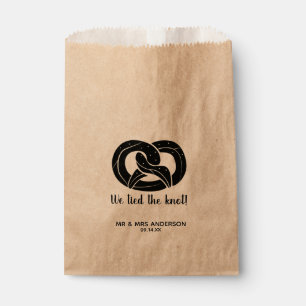 Modern Script We Tied the Knot Pretzel Wedding Favour Bags