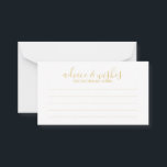 Modern Script Wedding Advice and Wishes<br><div class="desc">Modern Script White and Gold Wedding Advice and Wishes Card
featuring title in gold modern calligraphy font style with details in modern sans serif font style.

Please note: The foil details are simulated in the artwork. No actual foil will be used in the making of this product.</div>