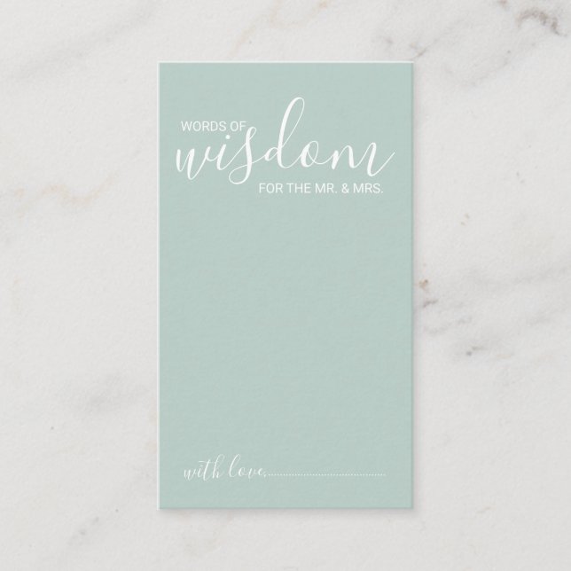 Modern Script Wedding Advice and Wishes Card (Front)
