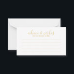 Modern Script Wedding Advice and Wishes Card<br><div class="desc">Modern Script White and Gold Wedding Advice and Wishes Card
featuring title in gold modern calligraphy font style with details in modern sans serif font style.

Please note: The foil details are simulated in the artwork. No actual foil will be used in the making of this product.</div>