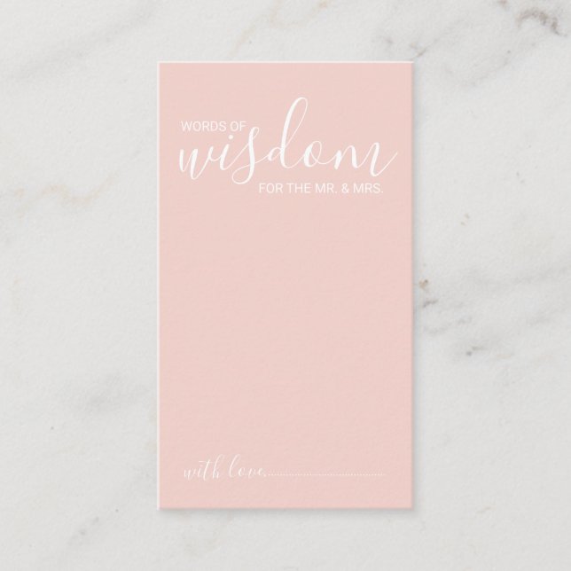 Modern Script Wedding Advice and Wishes Card (Front)