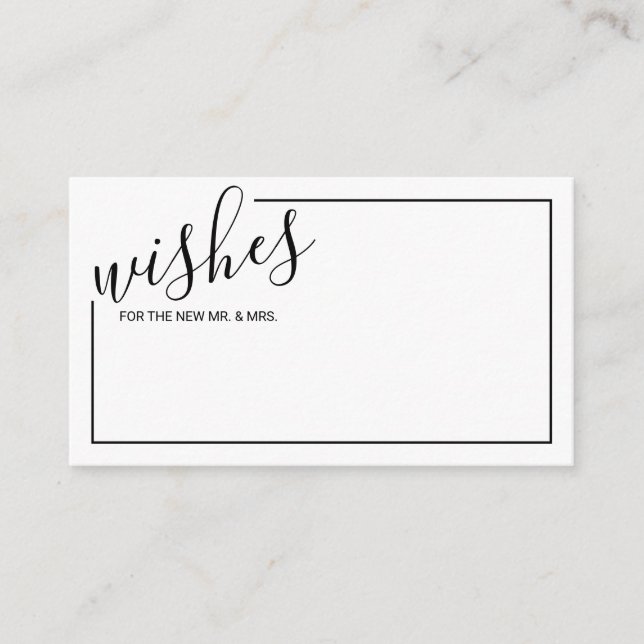 Modern Script Wedding Advice and Wishes Card (Front)