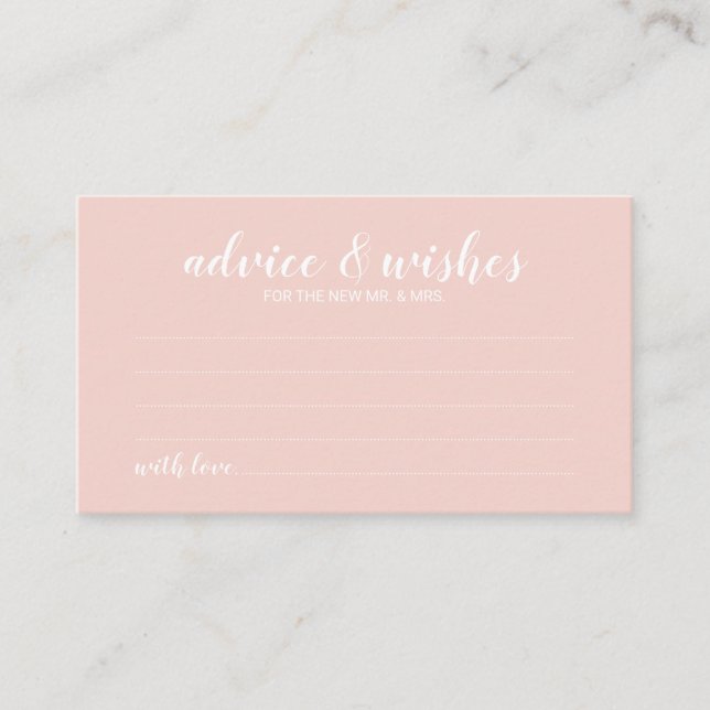Modern Script Wedding Advice and Wishes Card (Front)