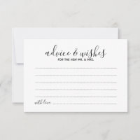 Modern Script Wedding Advice and Wishes Card