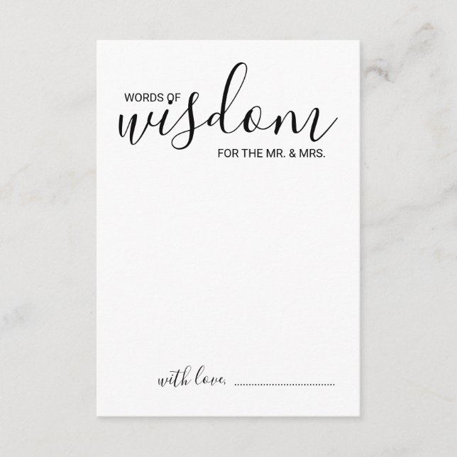Modern Script Wedding Advice and Wishes Card (Front)