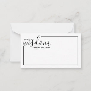 Modern Script Wedding Advice and Wishes Card