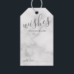 Modern Script Wedding Advice and Wishes Marble Gift Tags<br><div class="desc">Add a personal touch to your wedding with a modern script wedding advice and wishes tag card. This advice card features title 'Wishes' in grey modern script font style and details in modern sans serif font style on white marble background. Perfect for wedding, baby shower, birthday party, bridal shower, bachelorette...</div>