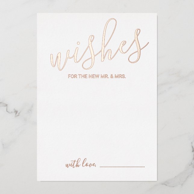 Modern Script Wedding Advice and Wishes Rose Gold (Front)