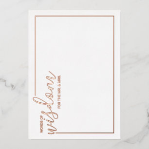 Modern Script Wedding Advice and Wishes Rose Gold