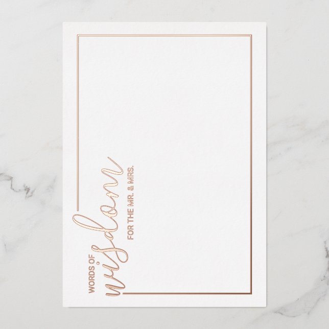 Modern Script Wedding Advice and Wishes Rose Gold (Front)