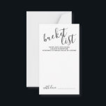 Modern Script Wedding Bucket List Advice Card<br><div class="desc">Add a personal touch to your wedding with a modern script wedding bucket list card.
This card features title in black modern calligraphy font style and details in black modern sans serif font style on white background.</div>