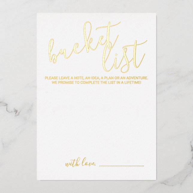 Modern Script Wedding Bucket List Gold (Front)