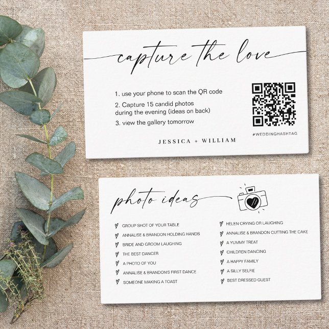 Modern Script Wedding Capture the love QR Code  Enclosure Card (Creator Uploaded)