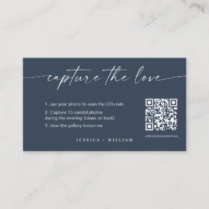 Modern Script Wedding Capture the love QR Code Enclosure Card