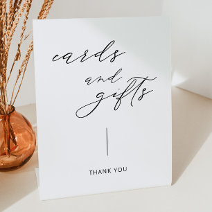 Modern Script Wedding Cards and Gifts Pedestal Sign