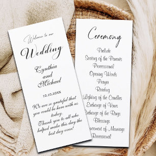 Modern Script Wedding Ceremony Program Card