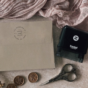 Modern Script Wedding Circular Address Self-inking Stamp
