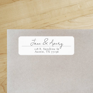  Modern Script Wedding Couple Return Address Label
