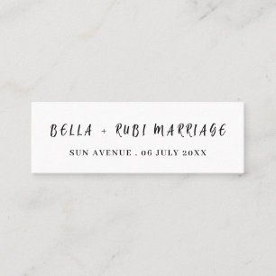 Modern Script Wedding Favour Mini Bookmark Business Card