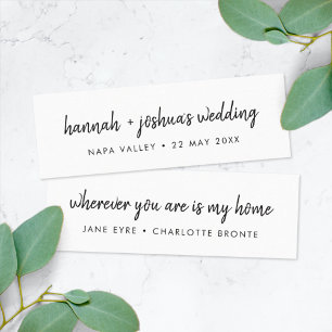 Modern Script   Wedding Favour Mini Bookmark Card