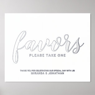Modern Script Wedding Favours Silver Foil Prints