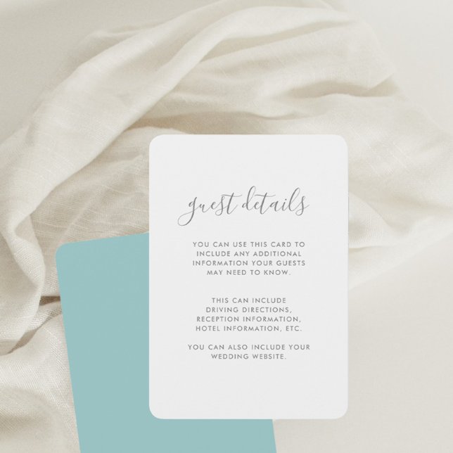 Modern Script Wedding Guest Details Card in Blue (Creator Uploaded)