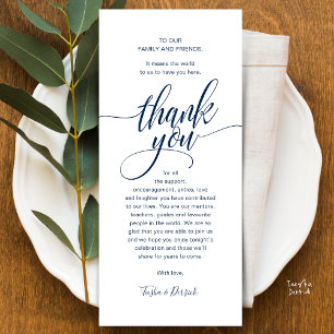 Modern Script Wedding Guest Dinner Thank You Programme