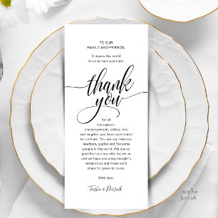 Modern Script Wedding Guest Dinner Thank You Programme