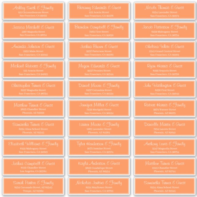 Modern Script Wedding Guest Names Address (Front)