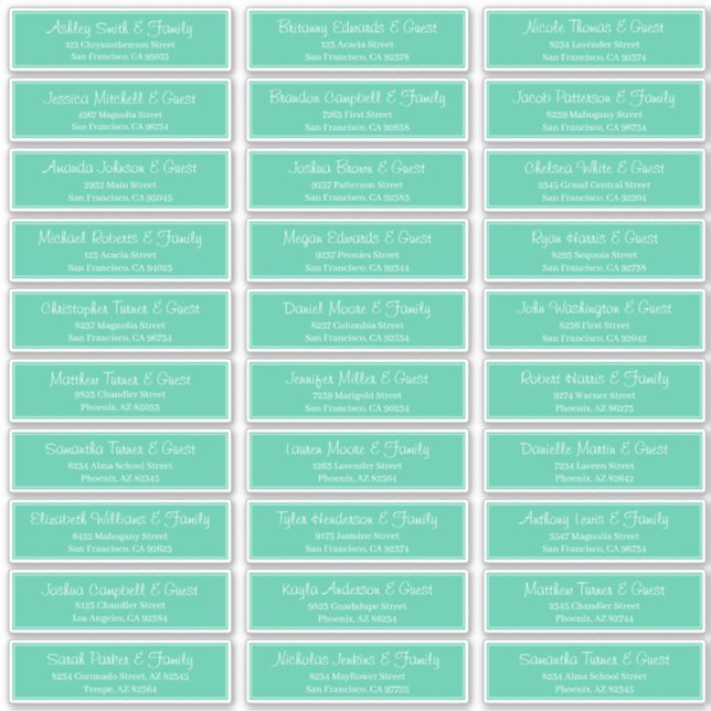 Modern Script Wedding Guest Names Address (Front)