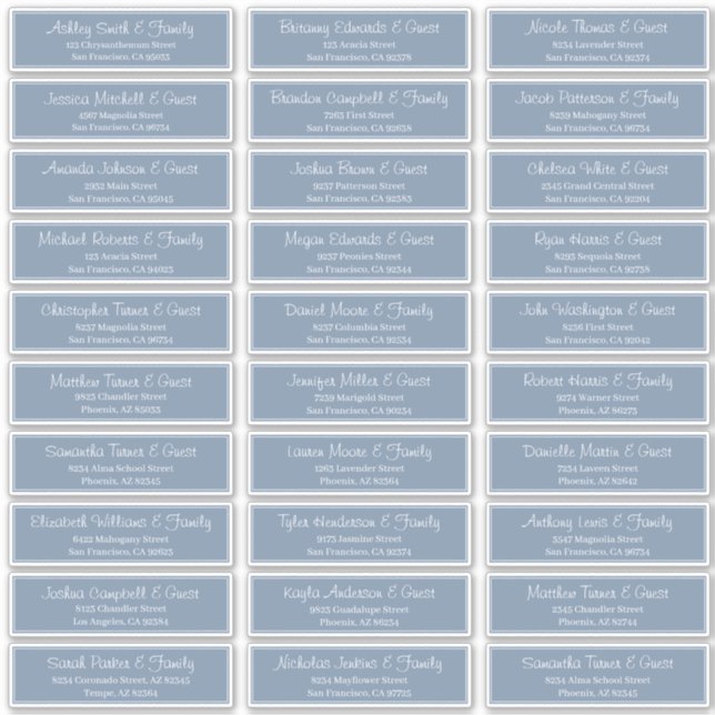 Modern Script Wedding Guest Names Address (Front)