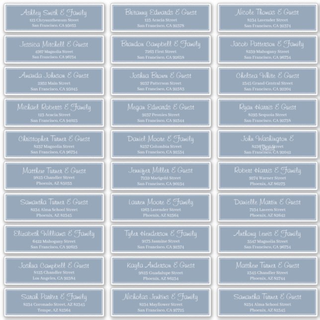 Modern Script Wedding Guest Names Address (Front)